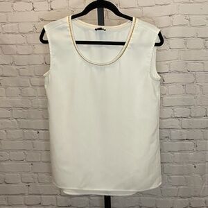 Ann Taylor Cream Blouse with Gold Accent